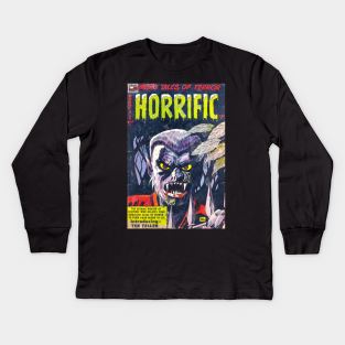 Vintage Werewolf Horror Comic Cover Kids Long Sleeve T-Shirt